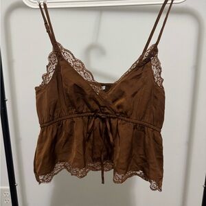 American Eagle Outfitters Rust Brown Satin Cami NWT